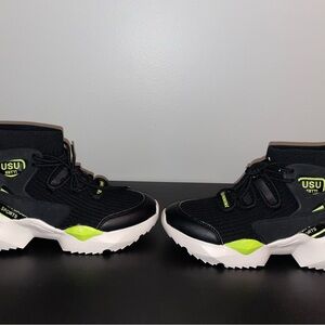 Life USU Sneakers Neon Green Black & White High-Top Athletic Shoes